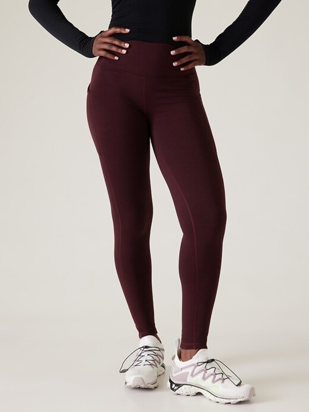 Athleta Altitude Stash Tight XL Spiced Cabernet Polartec Fleece Leggings